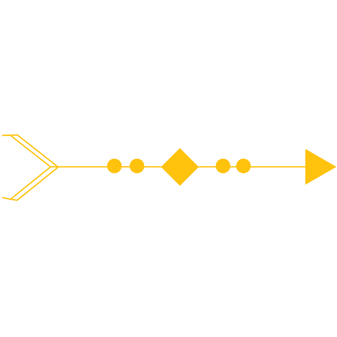 Decorative Yellow Arrow with Ornaments on Transparent Background