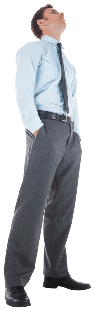 Transparent Businessman Standing with Confidence Hands in Pockets