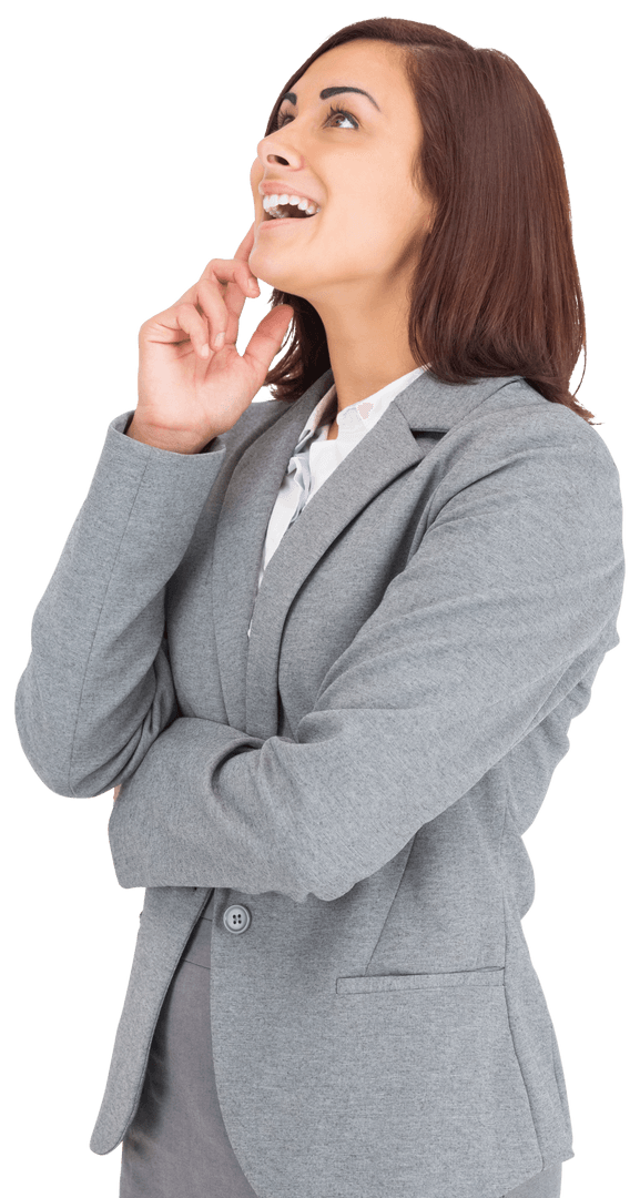 Thoughtful Businesswoman Contemplating on Transparent Background