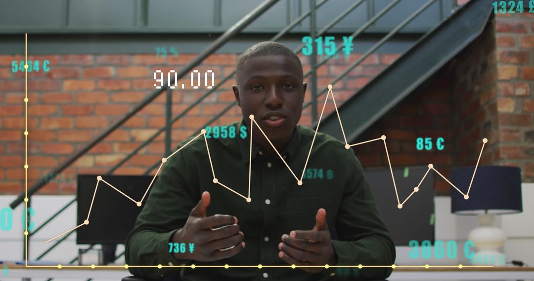 Businessman Analyzing Data Trends in Modern Office