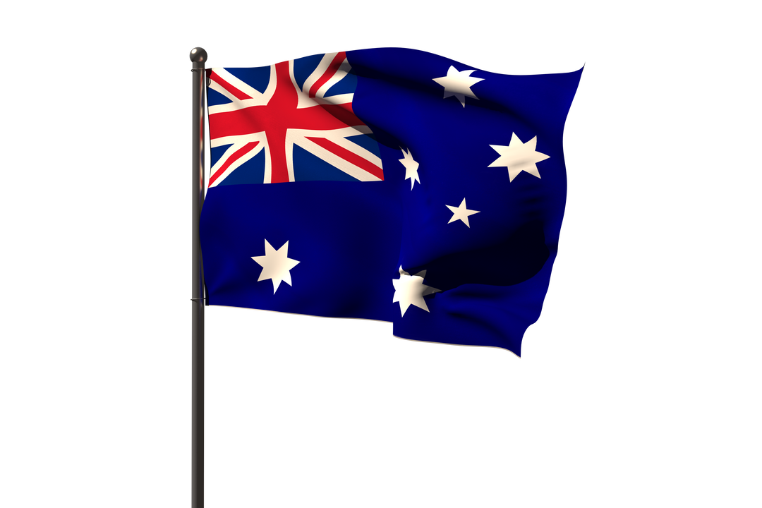 Transparent Australian Flag Fluttering on Pole - Download Free Stock Images Pikwizard.com