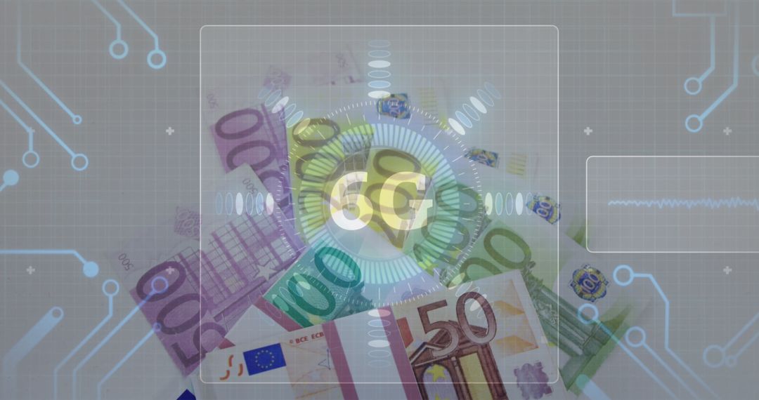6G Technology Concept with Euro Currency and Digital Interface