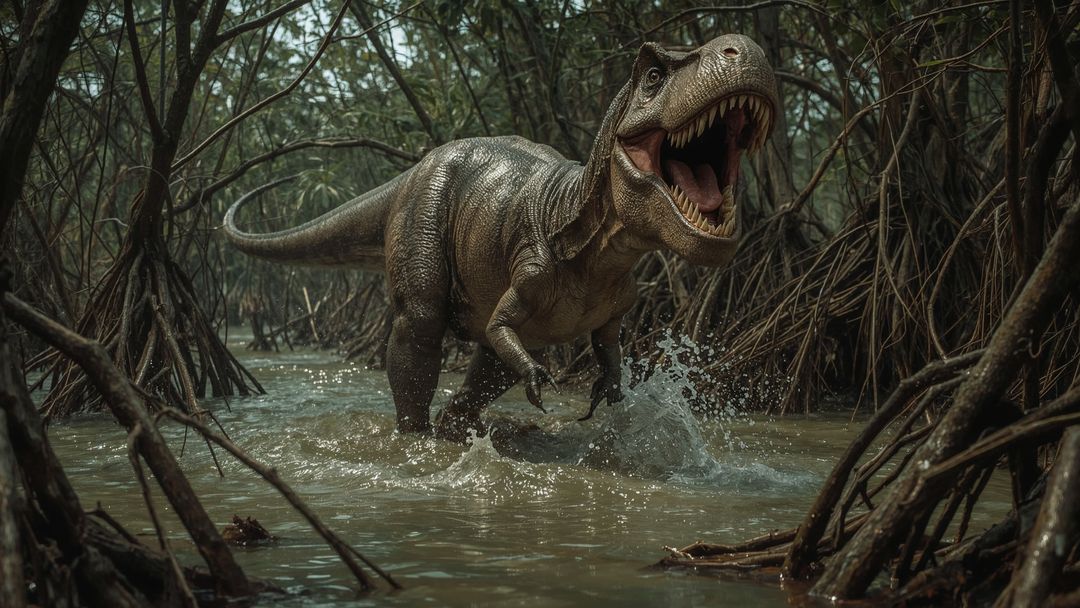 Tyrannosaurus Rex Roaring Adventure in Ancient Swamp Forest