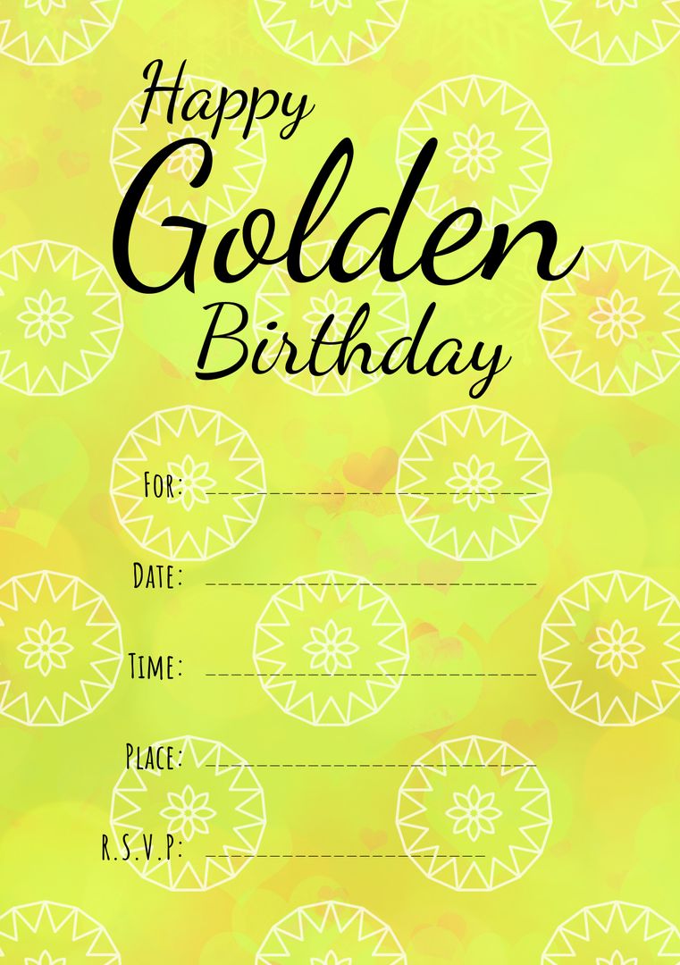 Golden Birthday Invitation Template with Festive Patterns