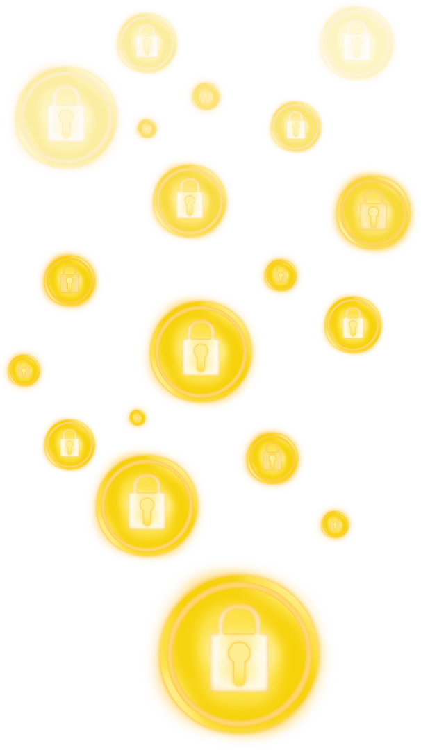 Transparent Gold Coins with Lock Symbols Vector Art