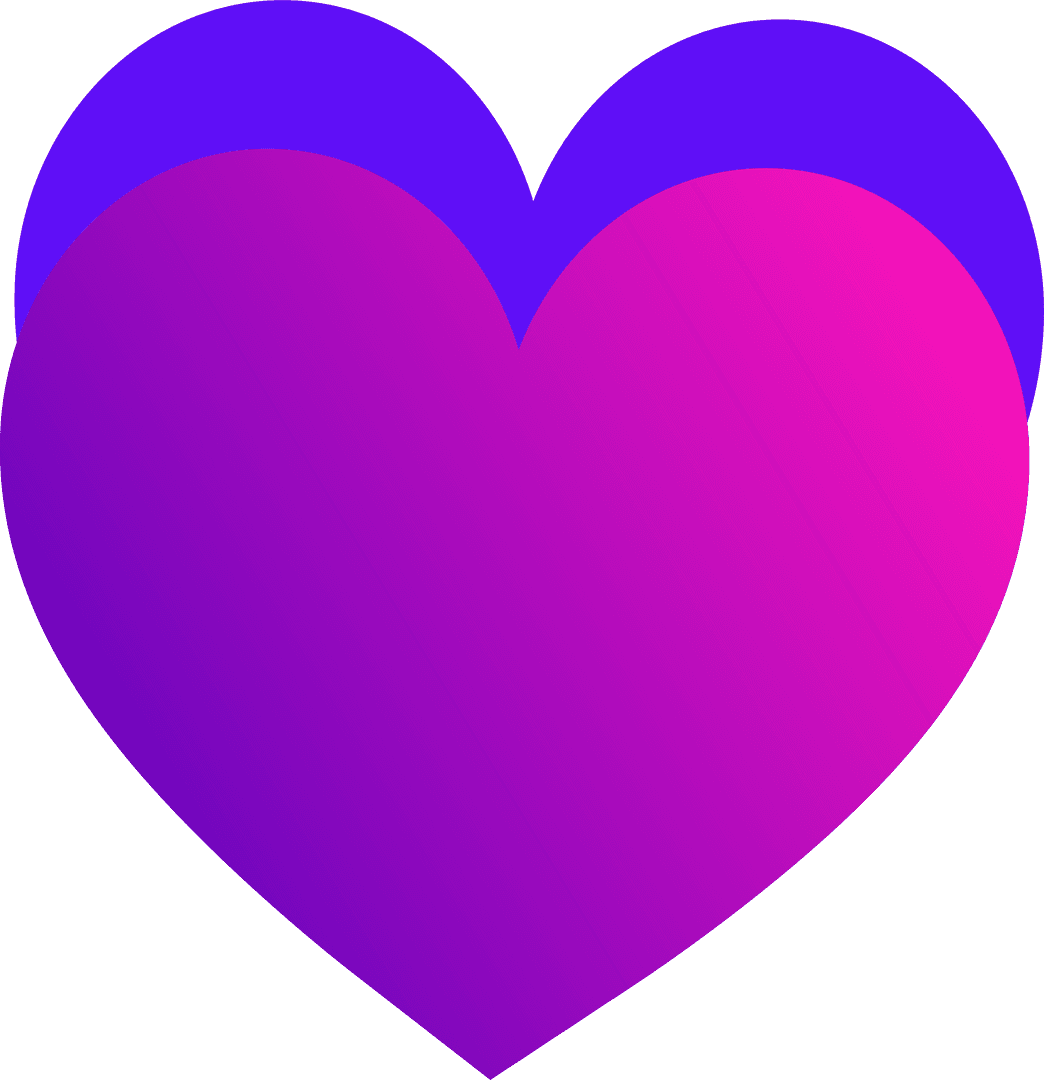 Romantic Overlapping Hearts with Transparent Background