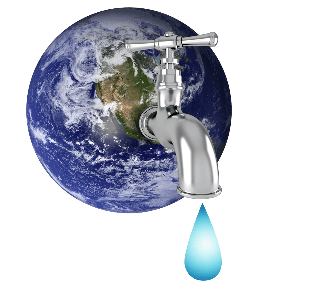 Transparent Globe with Water Tap Concept for Ecology Awareness