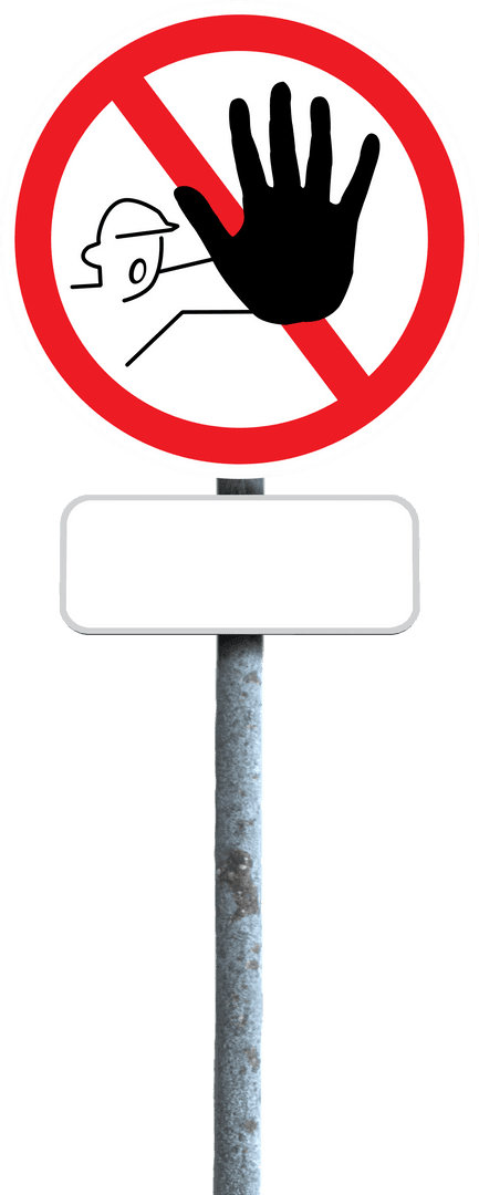 Red Road Sign with Blank Placard on Transparent Background