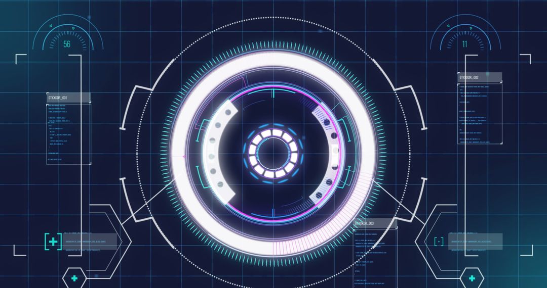 Futuristic Digital Interface with Data Scanning and Processing