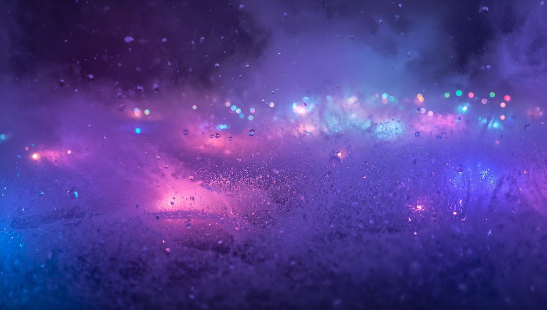 Capturing Neon Rain on Frosted Glass with Bokeh Night Lights Moody Purple Blue