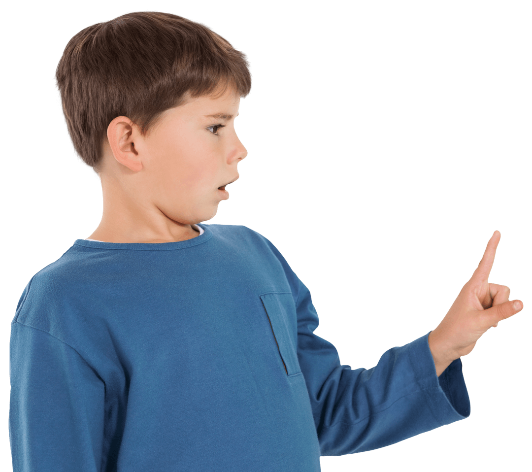 Surprised Schoolboy Gesturing on Transparent Background