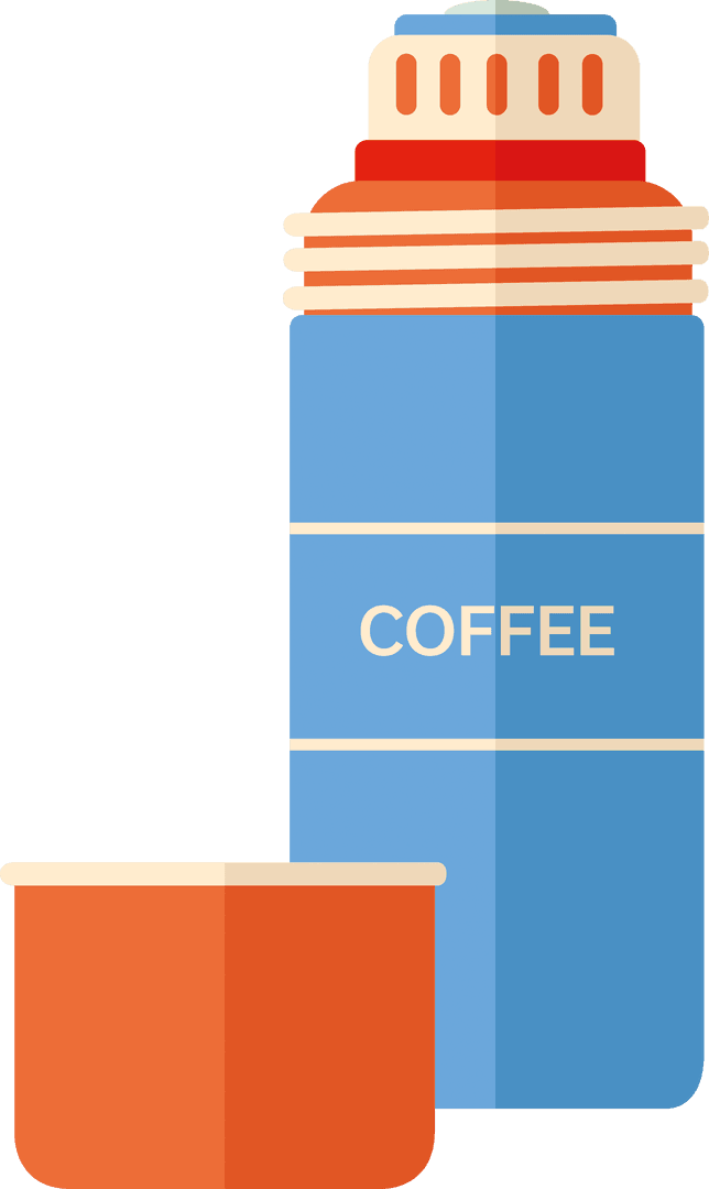 Modern Coffee Thermos on Transparent Background with Cup