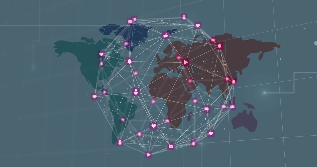 Global Network Visualization with World Map Overlay