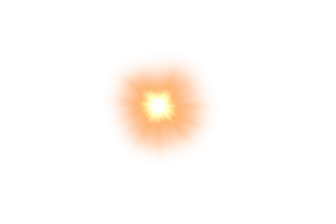 Bright Light Spot with Radiant Trails on Transparent Background