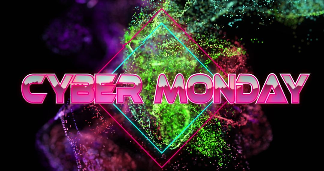 Cyber Monday Digital Banner with Colorful Waves