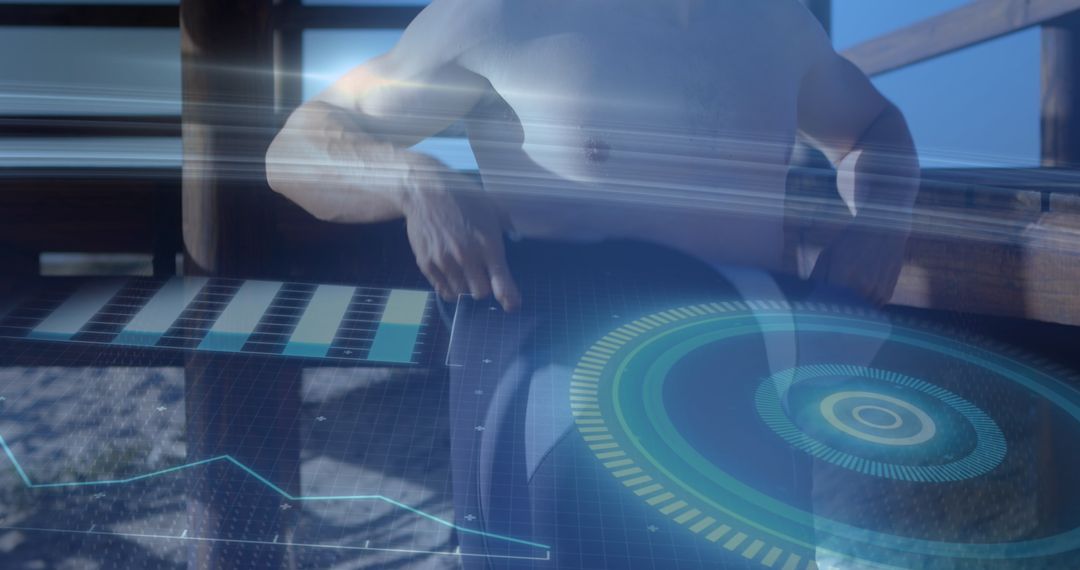 Surfer and Digital Interface Overlap Conceptual Image