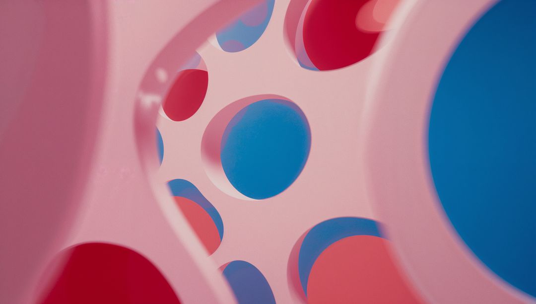 Abstract Pink Curves with Red and Blue Disks in Minimalistic Setting