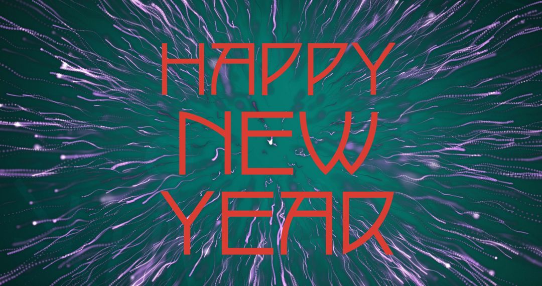 Happy New Year Text Fireworks Blurched Effect