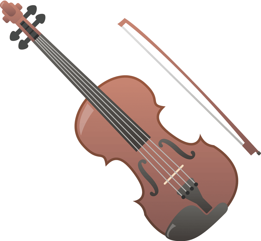 Digital Violin Illustration on Transparent Background