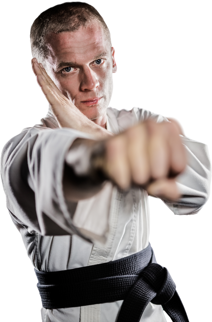 Karate Expert in Sharp Focus Piercing Stare Issuing Strike - Download Free Stock Images Pikwizard.com