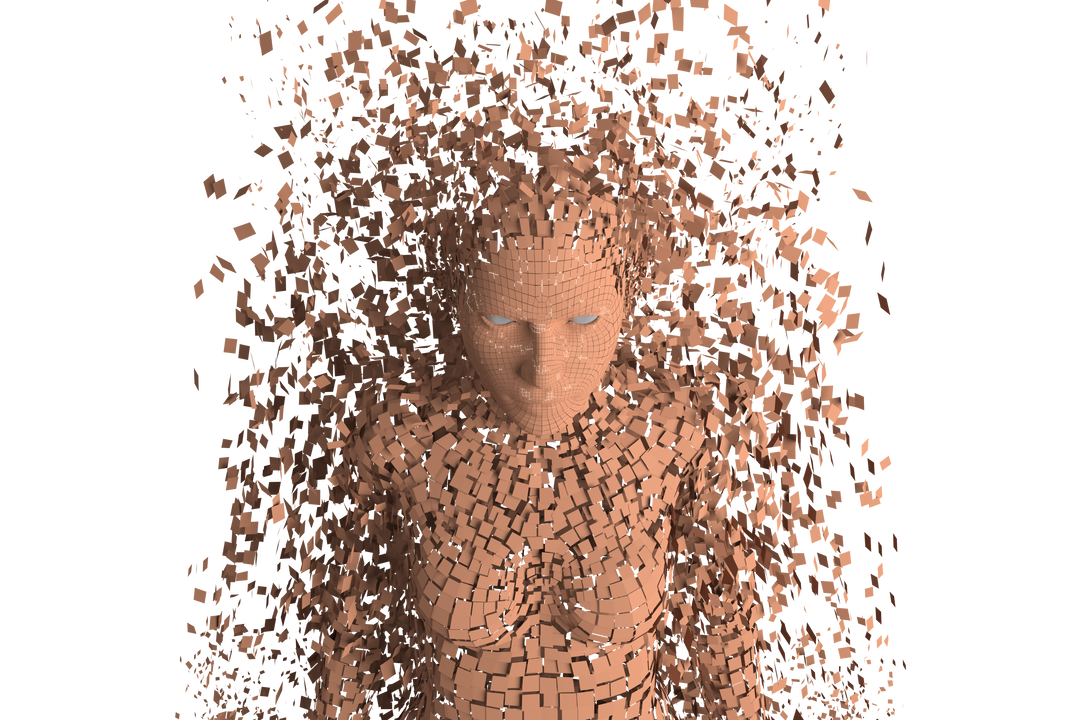 3D Digital Human Model Dissolving Into Fragments on Transparent Background - Download Free Stock Images Pikwizard.com