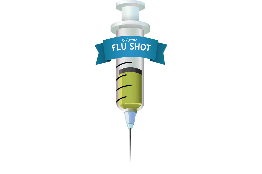 Transparent Syringe Design with Flu Shot Message