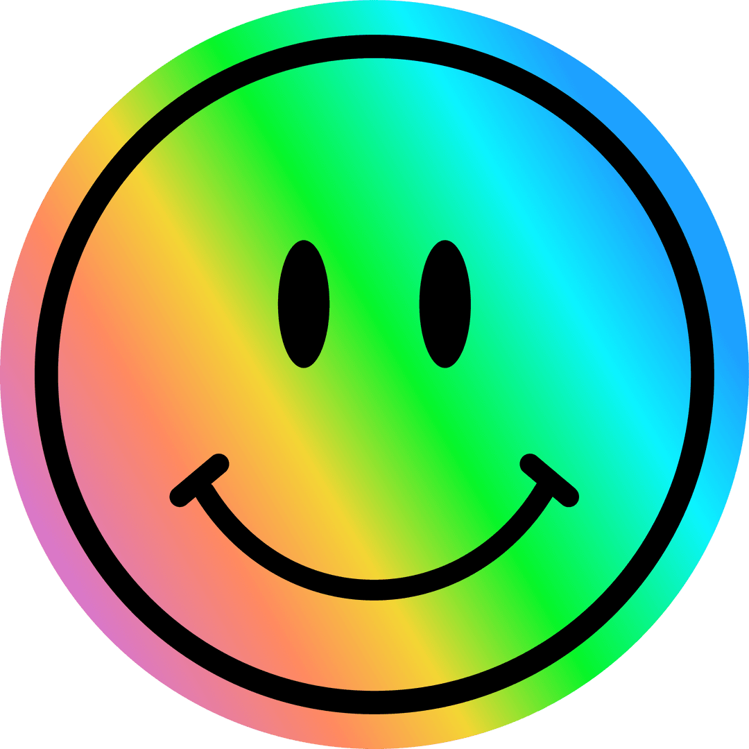 Rainbow Gradient Smiley Face on Transparent Background