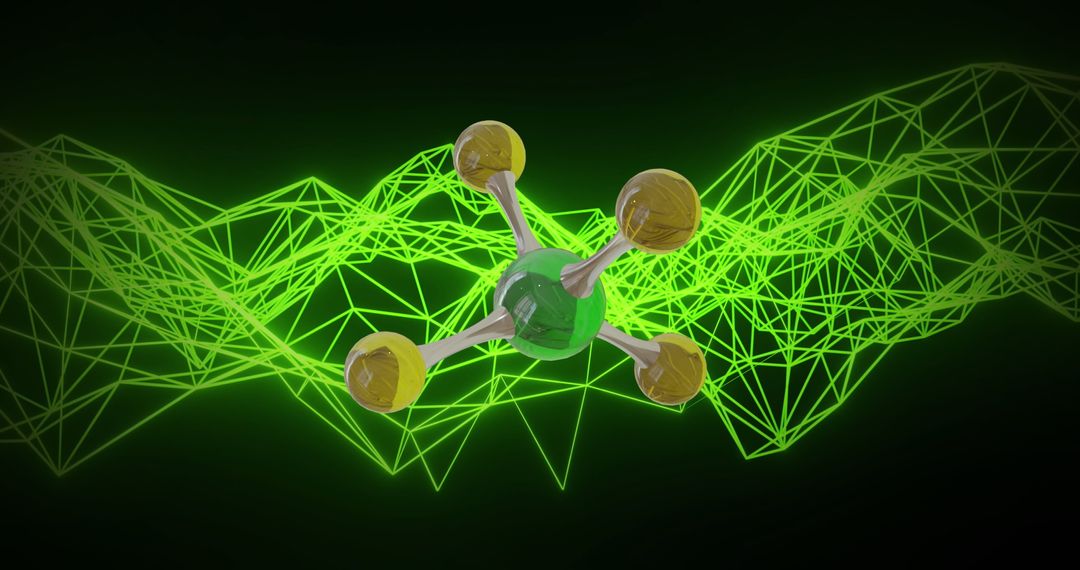 3D Molecule Representation with Green Network on Black Background