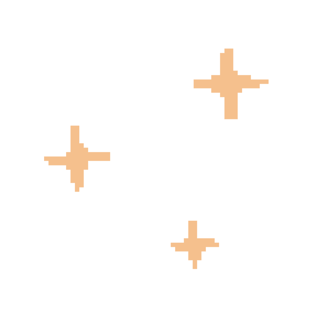 Stylized Peach Starburst Shapes on Transparent Background