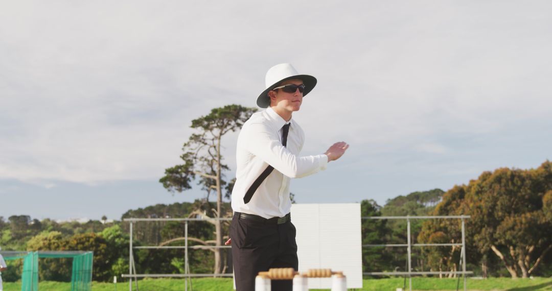 Cricket Umpire Making Decision in Outdoor Match - Free Images, Stock Photos and Pictures on Pikwizard.com