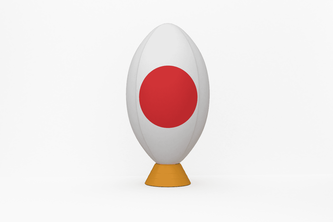 Transparent Rugby Ball Displaying Japanese Flag on Stand