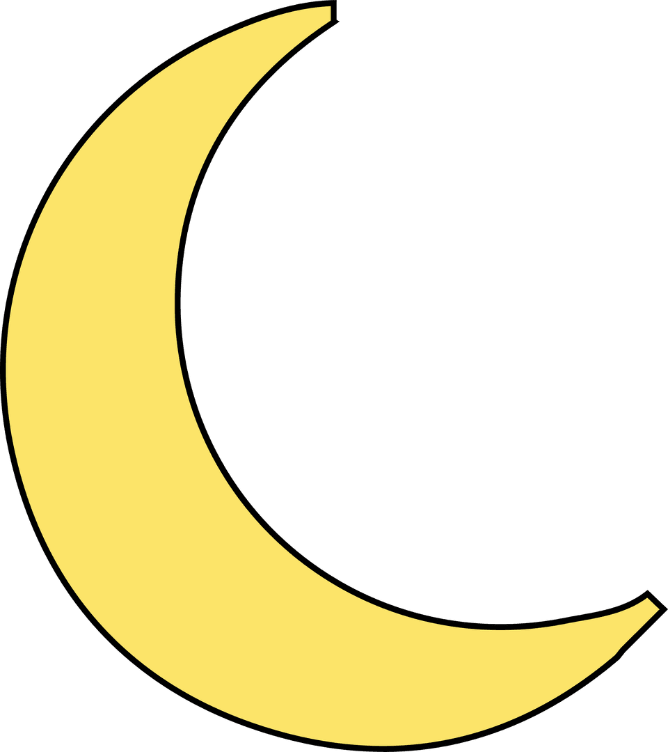 Stylized Yellow Crescent Moon with Transparent Background