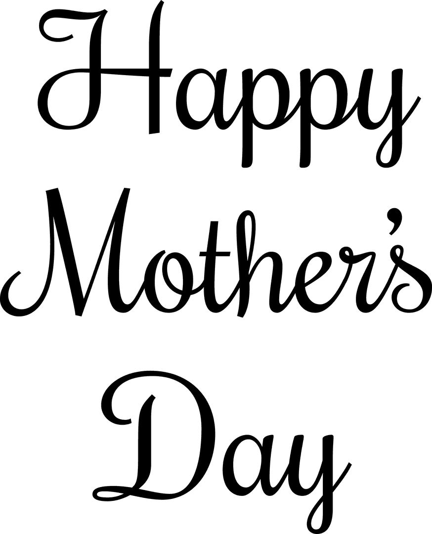 Transparent Happy Mother's Day Text Vector Illustration