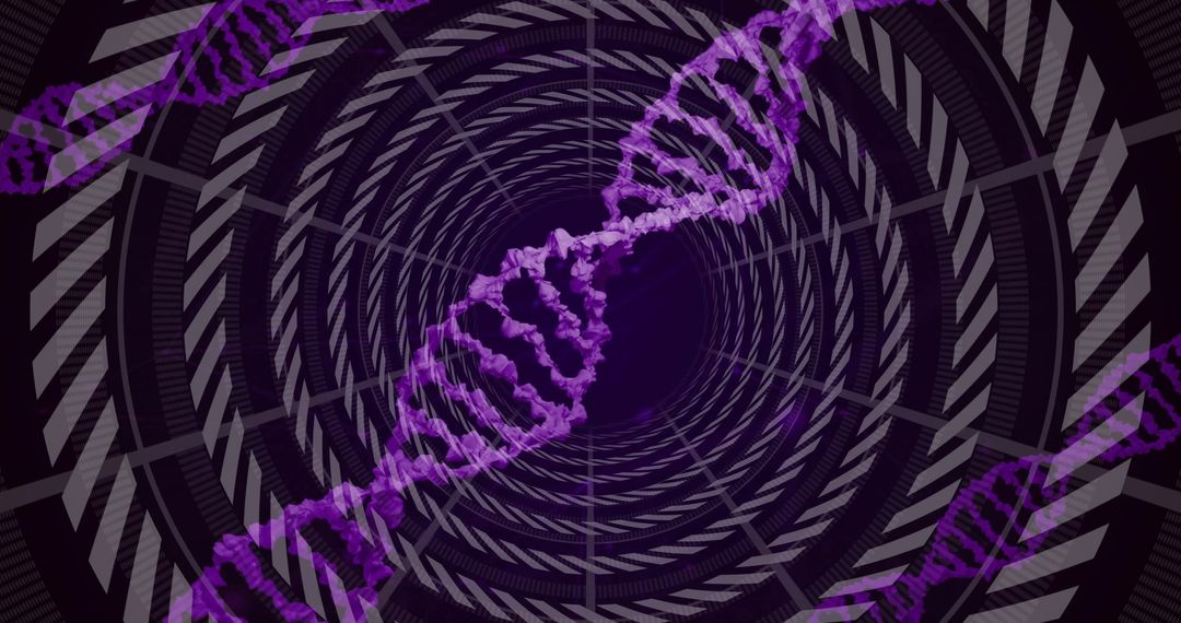 Spinning DNA Strand with Circular Patterns and Digital Connections