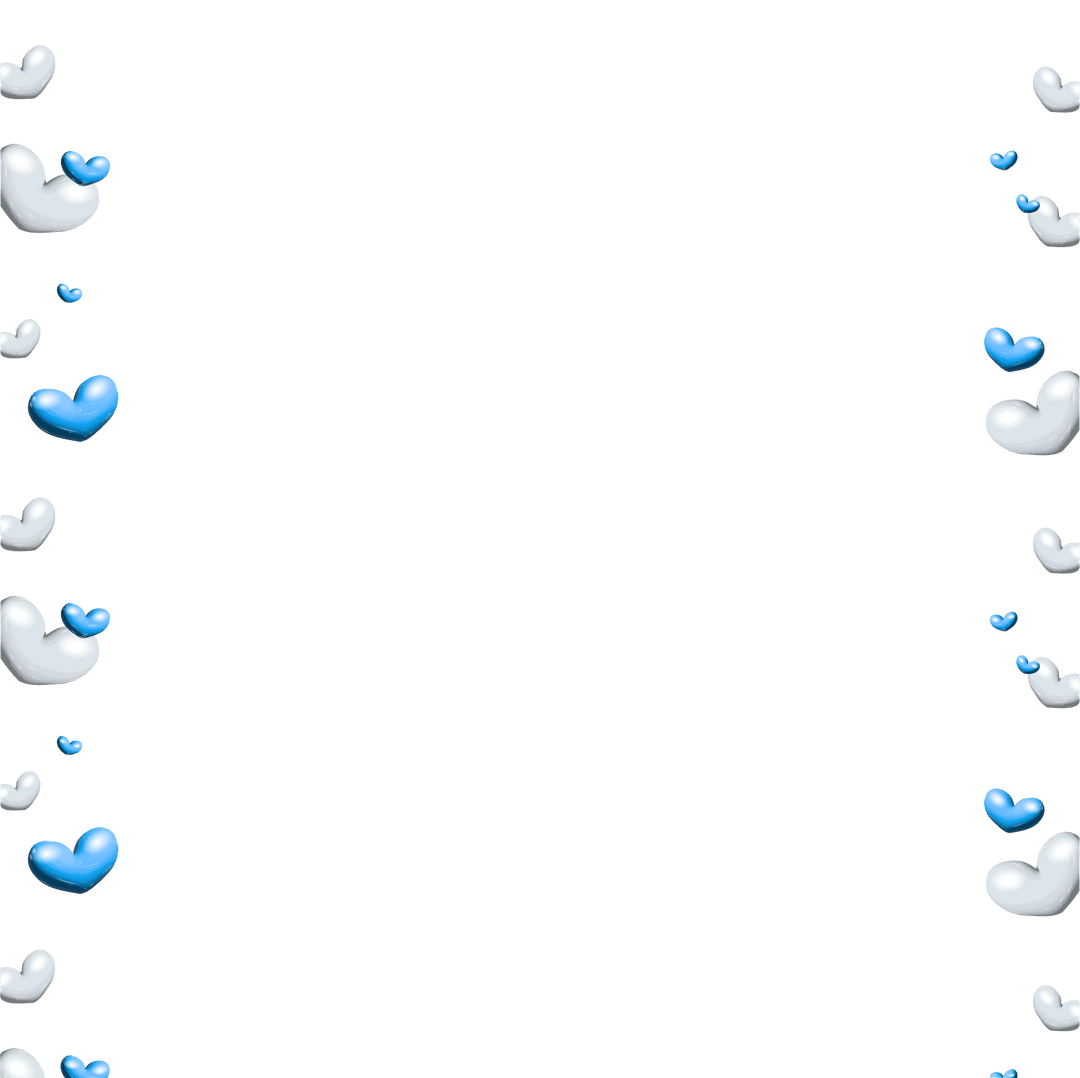 Floating Glossy Hearts Border on Transparent Background