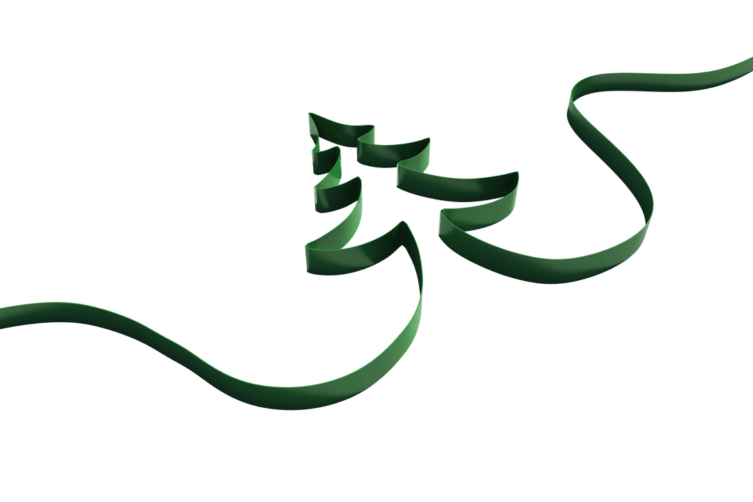 Transparent Ribbon Shaped as Christmas Tree Curving Gracefully