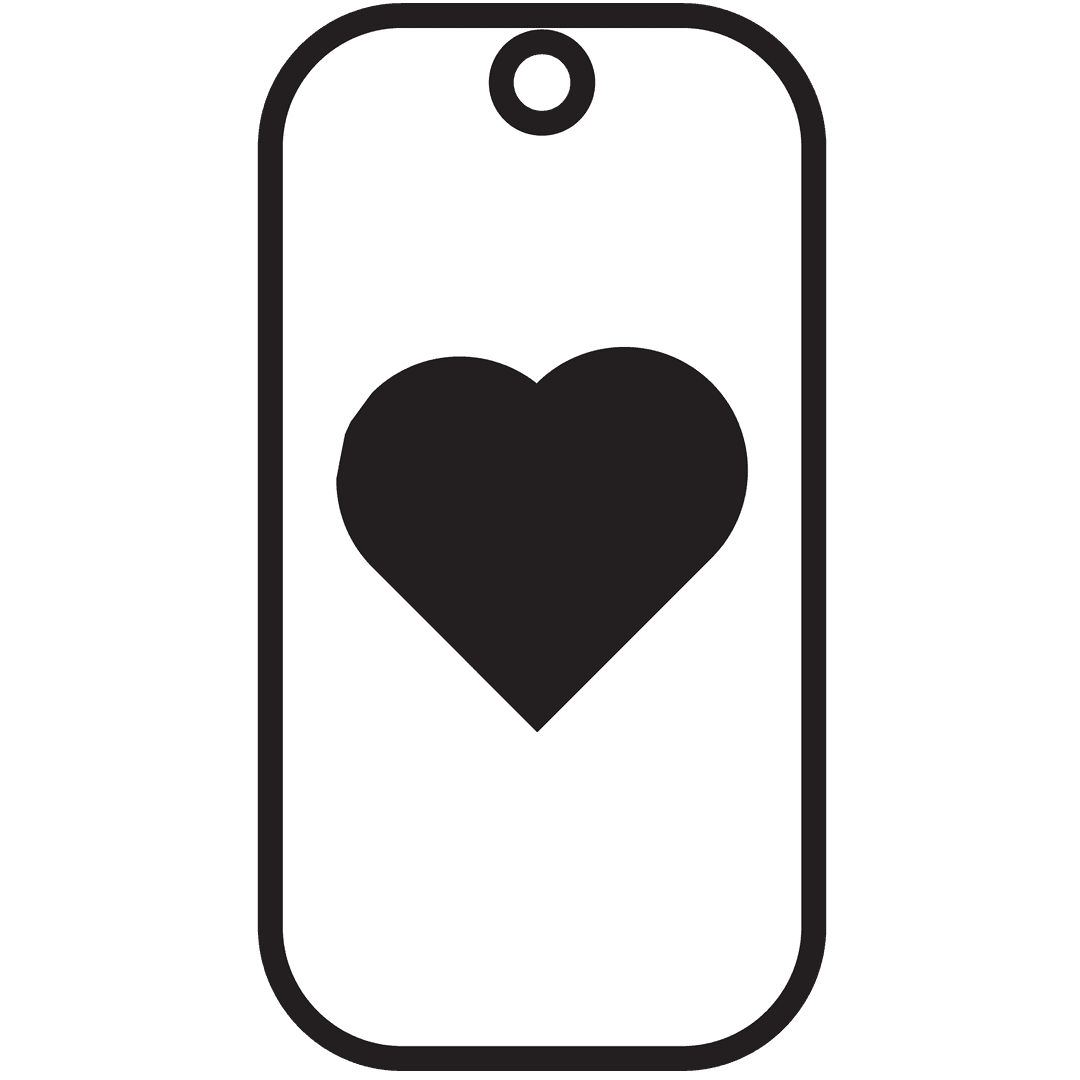 Heart Shape Silhouette on Transparent Tag Design Background