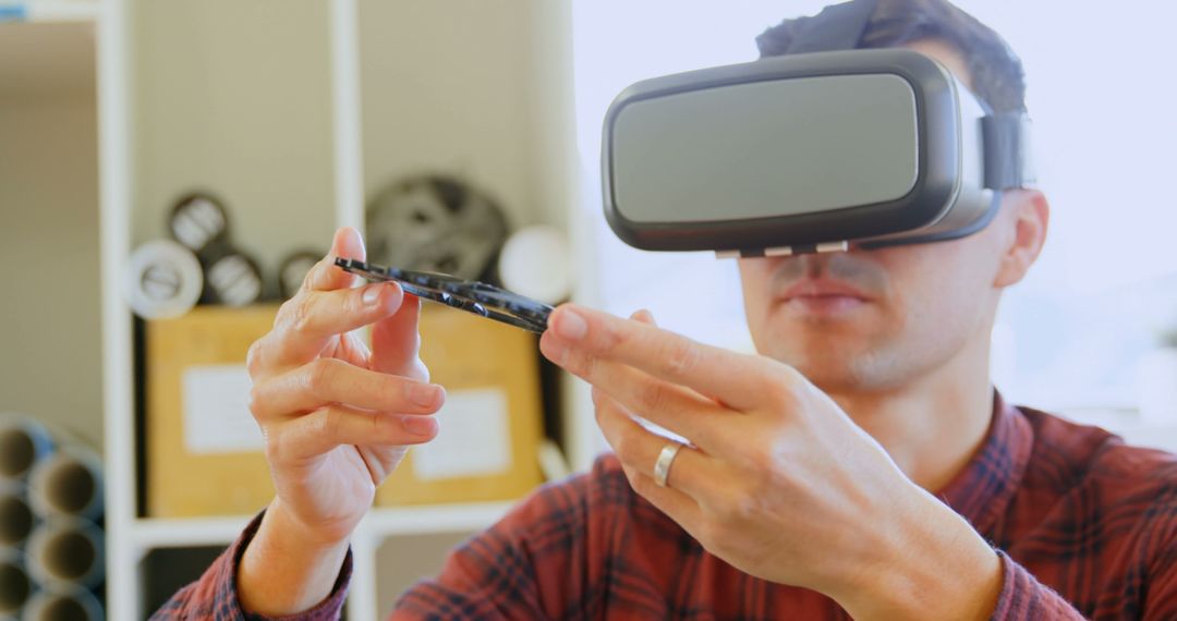 Male Engineer Using Virtual Reality Headset for Product Design - Free Images, Stock Photos and Pictures on Pikwizard.com