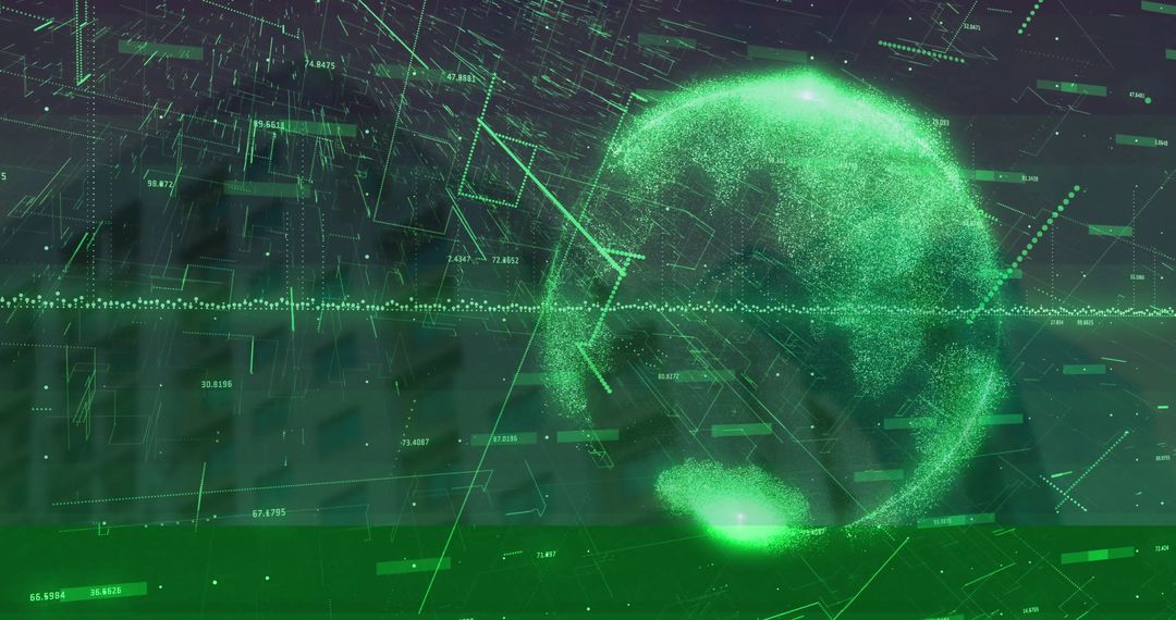 Glowing Digital Globe With Data Streams and Futuristic Interface
