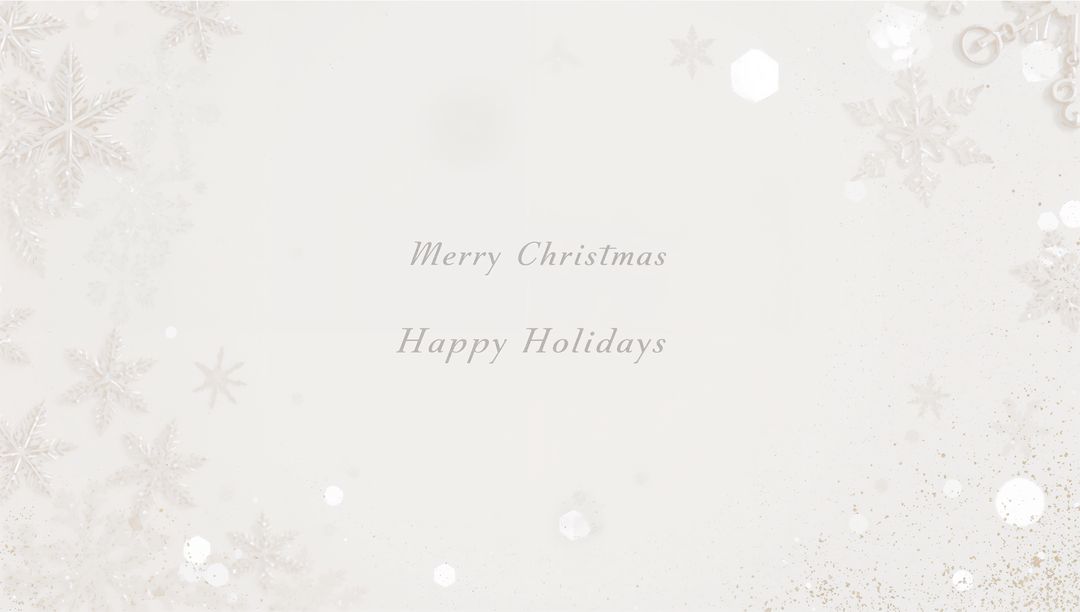 Minimal Elegant Ivory Christmas Greeting Card with Snowflake Border and Gold Glitter