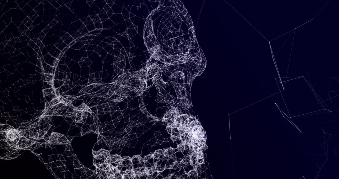 Futuristic Digital Plexus Human Skull Visualization