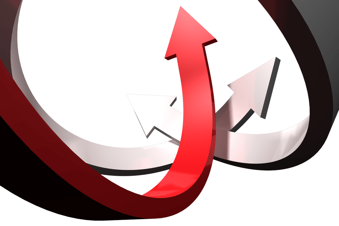 Three Curved Directional Arrows on Transparent Background