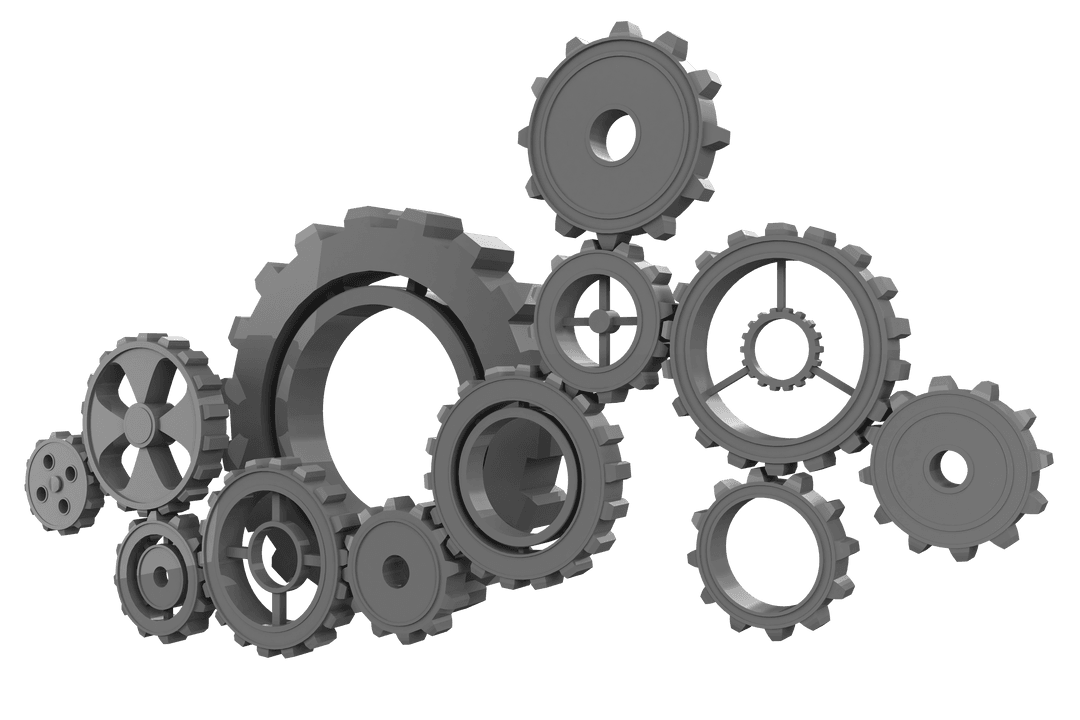 Grey Cogs in Motion on Transparent Background for Workflow Concept - Download Free Stock Images Pikwizard.com