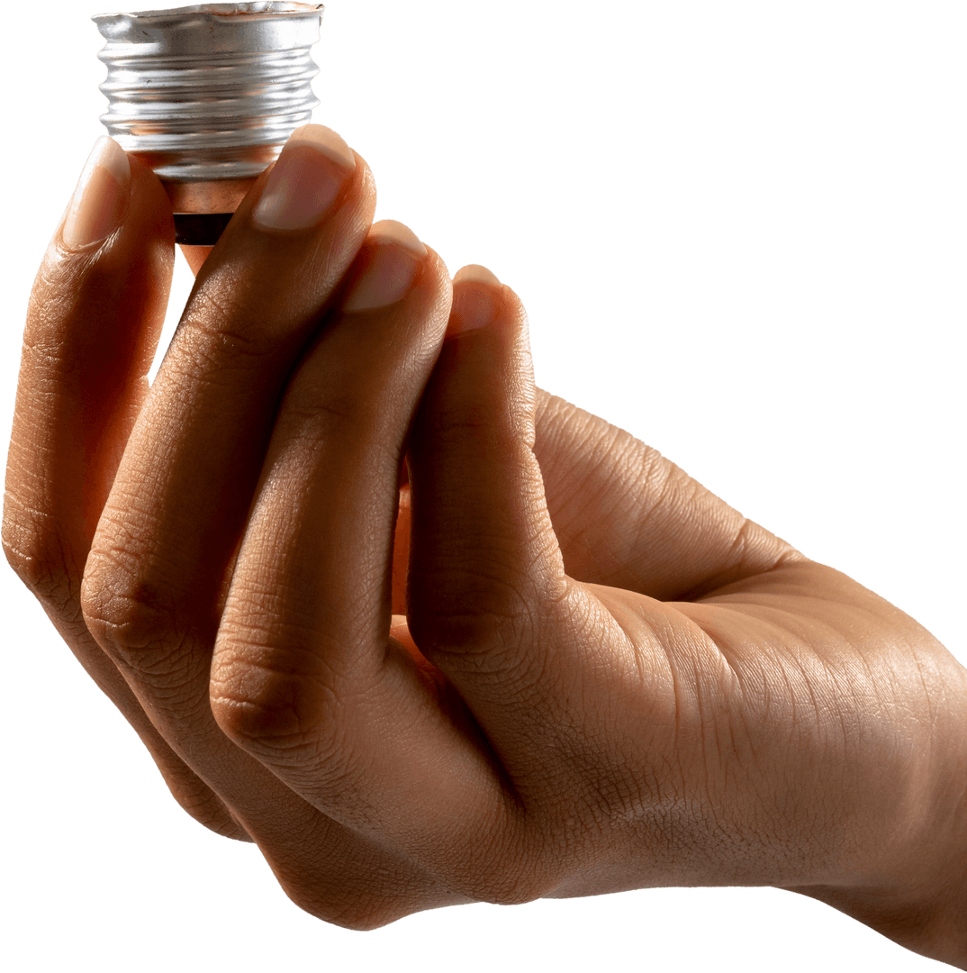 Transparent Hand Holding Light Bulb Base for Innovation Concept