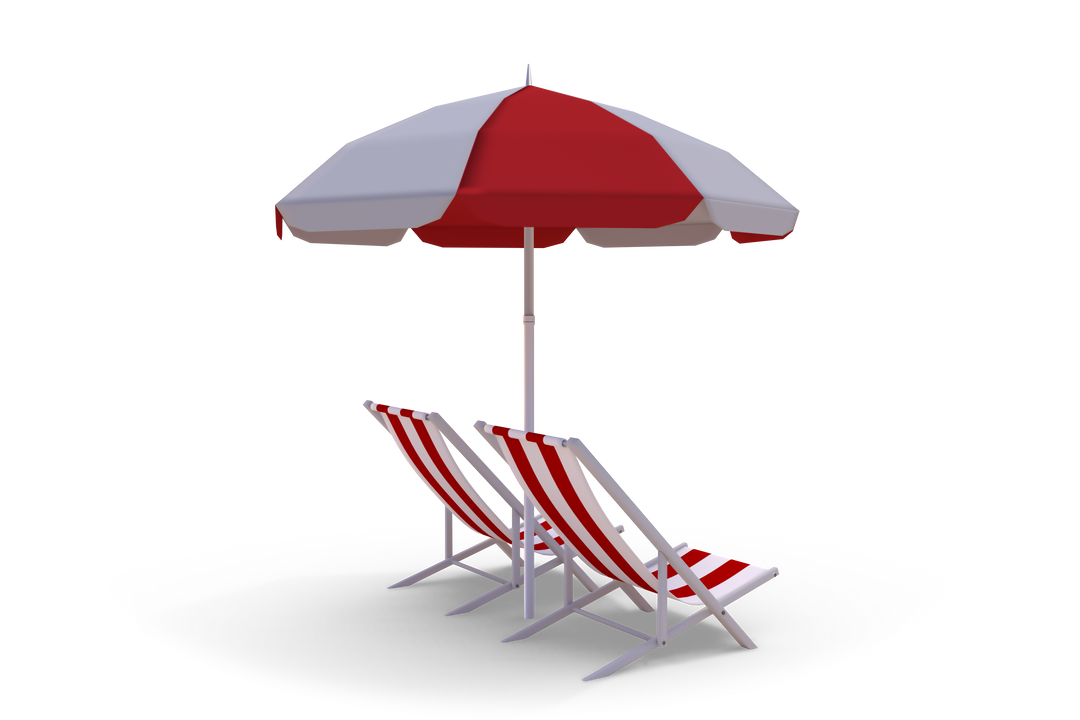 Transparent Red and White Beach Lounger with Striped Sunshade - Download Free Stock Images Pikwizard.com