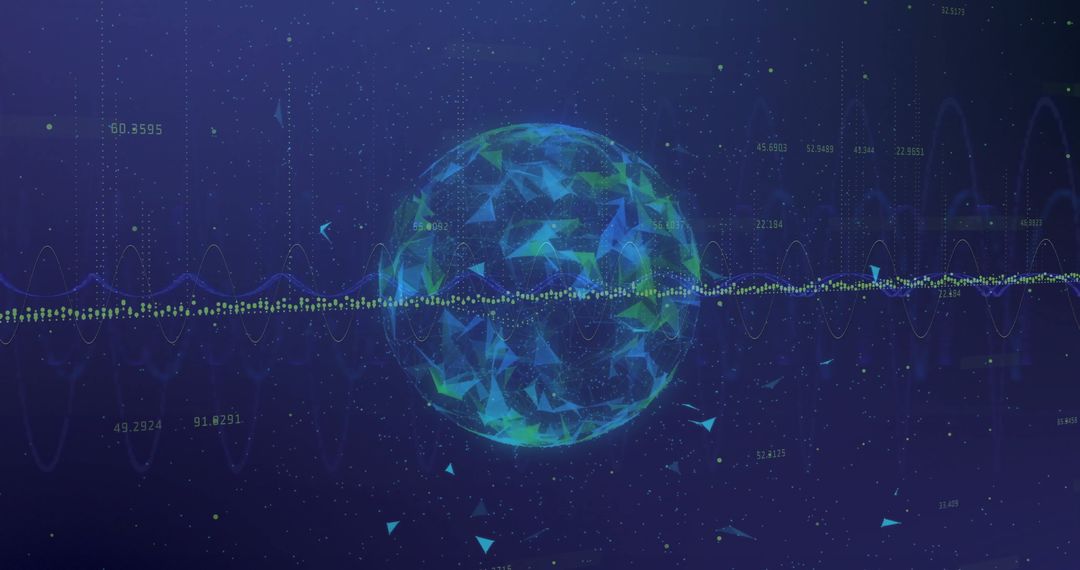 Digital Globe with Connected Network over Data Processing Background