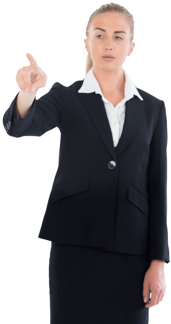 Transparent Image of Byoutinesswoman Peering with Stern Focus