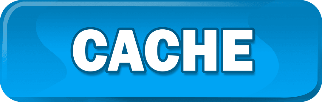 Transparent blue cache button icon for technology interfaces