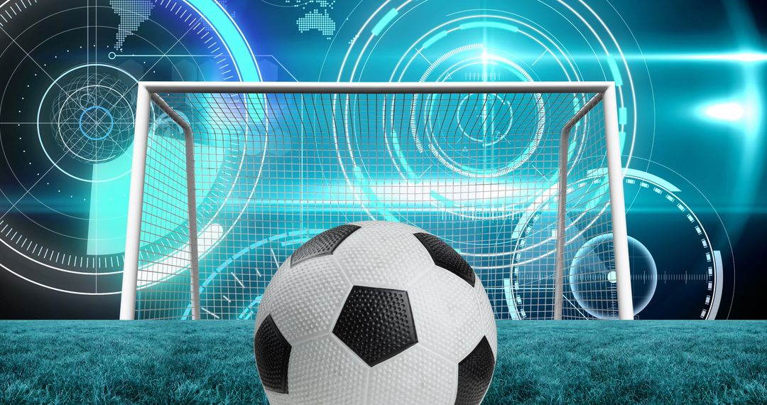 Futuristic Soccer Technology Interface in Digital Stadium