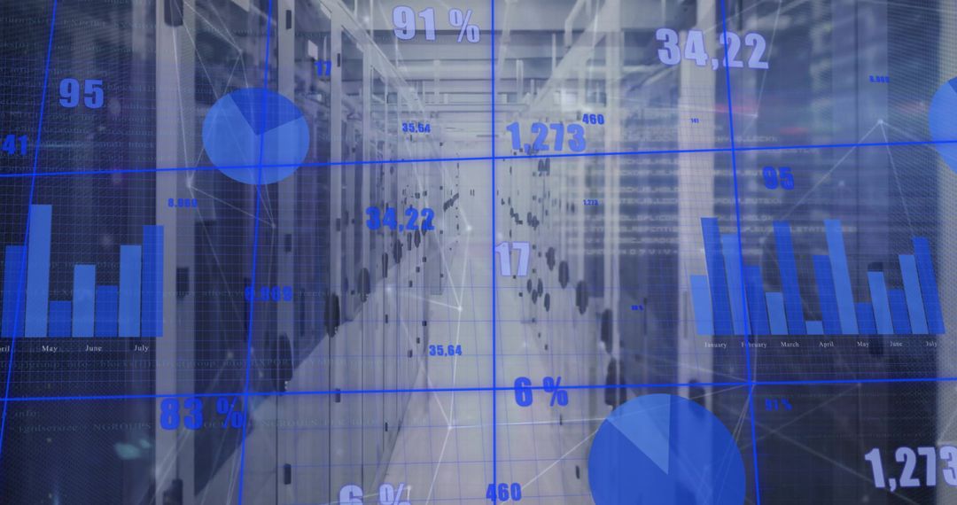 Futuristic Data Visualization Over Modern Server Room